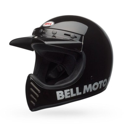 Bell Moto-3 Retro Full Face Motorcycle Helmet Classic Gloss Black
