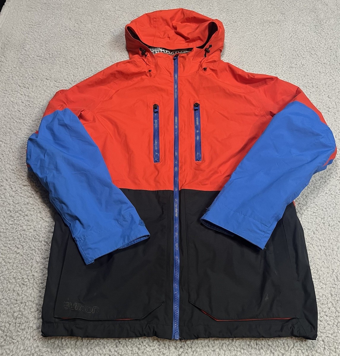 Burton Jacket Mens Medium Orange Blue Dryride Full Zip Hooded Ski