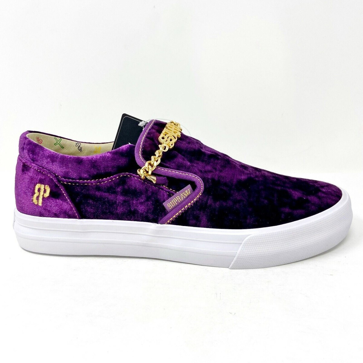 Supra Fenix Flexin Cuba LX Purple Velvet Mens Slip On Skateboard