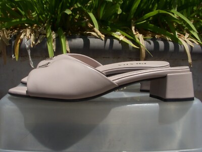 Prada Leather Block-Heel Mule Sandals EU37 US6.5-7, Insole 9.5