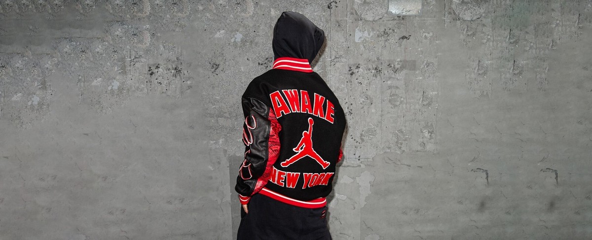 Nike JORDAN x Awake NY Varsity Jacket Red Black FQ5439-657 Size JP