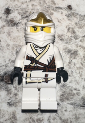 LEGO Ninjago Minifigure White Zane ZX with Gold Helmet 30086 Rare