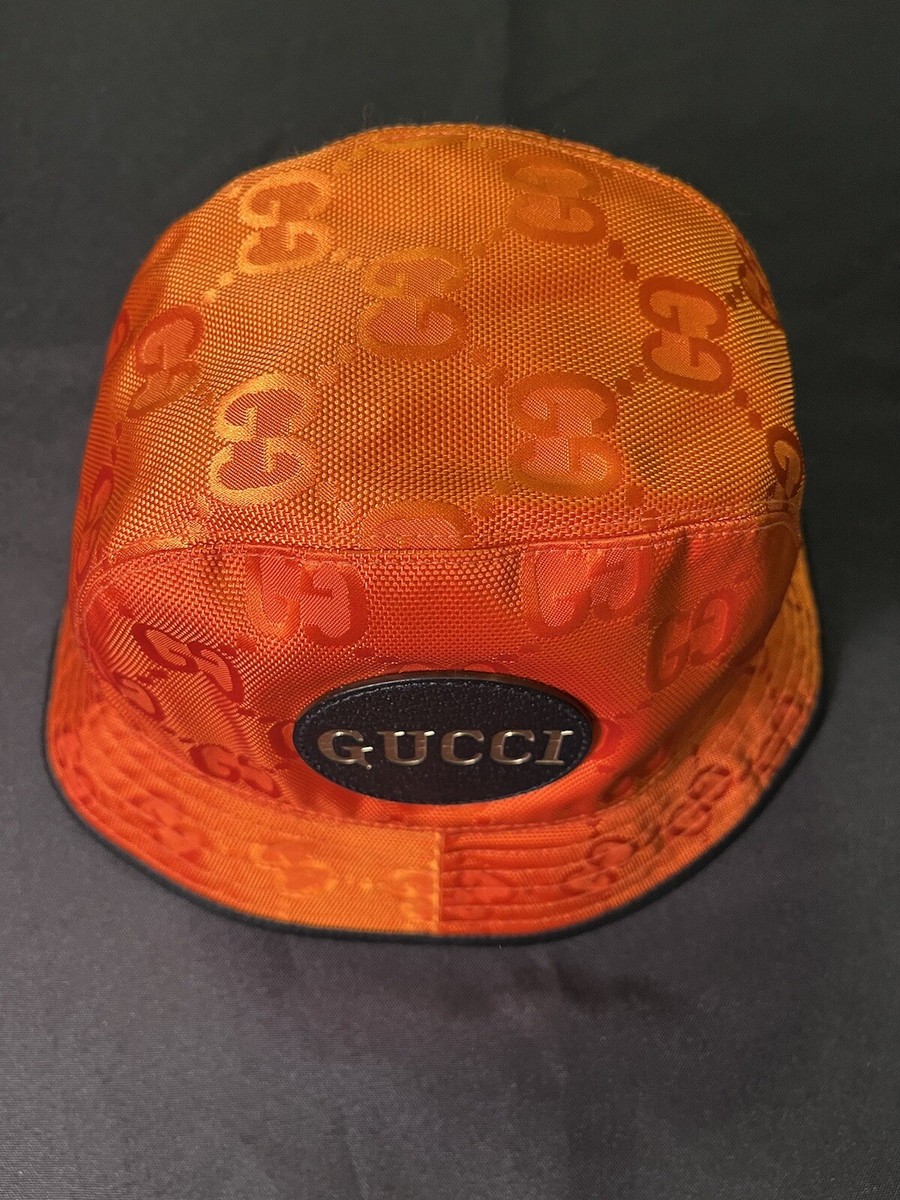 GUCCI GG RETRO ORANGE CAP M MEDIUM OFF THE GRID BUCKET HAT 627115
