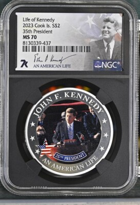 Life of Kennedy - 35th President 1/2 oz Silver Coin 2023 MS70 7K
