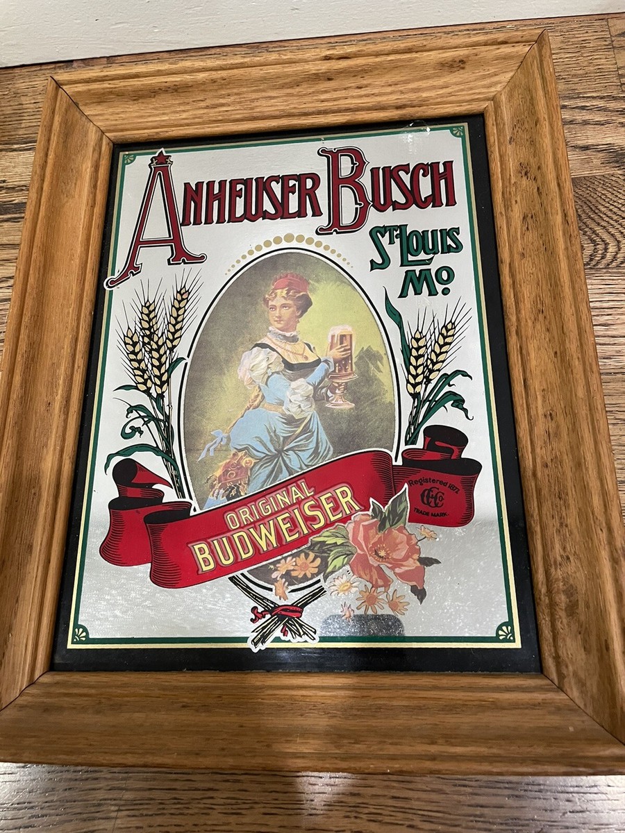 Vtg Budweiser Mirror Sign Beer Advertising Anheuser Busch