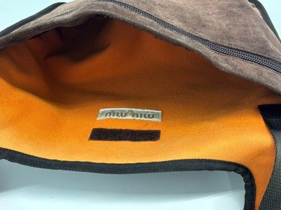 Authentic Miu Miu 1999 SS Archive Shoulder Bag Orange Nylon Canvas