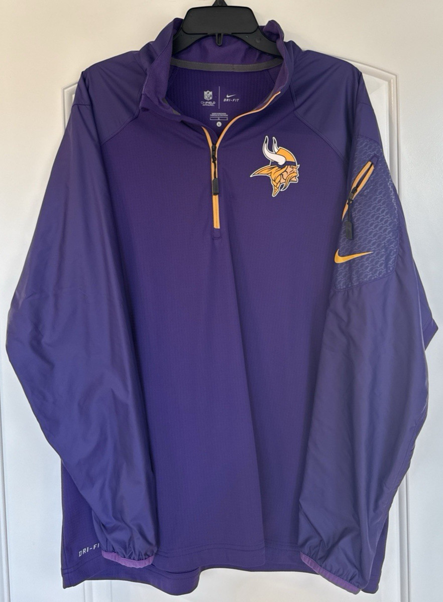 NFL VIKINGS ハーフジップ ジャンパー 冬物 刺繍 パープル 古着 L NFL