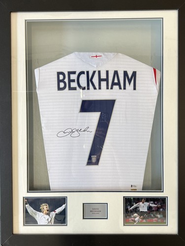 David Beckham Signed England National Team (Framed) Jersey BECKETT