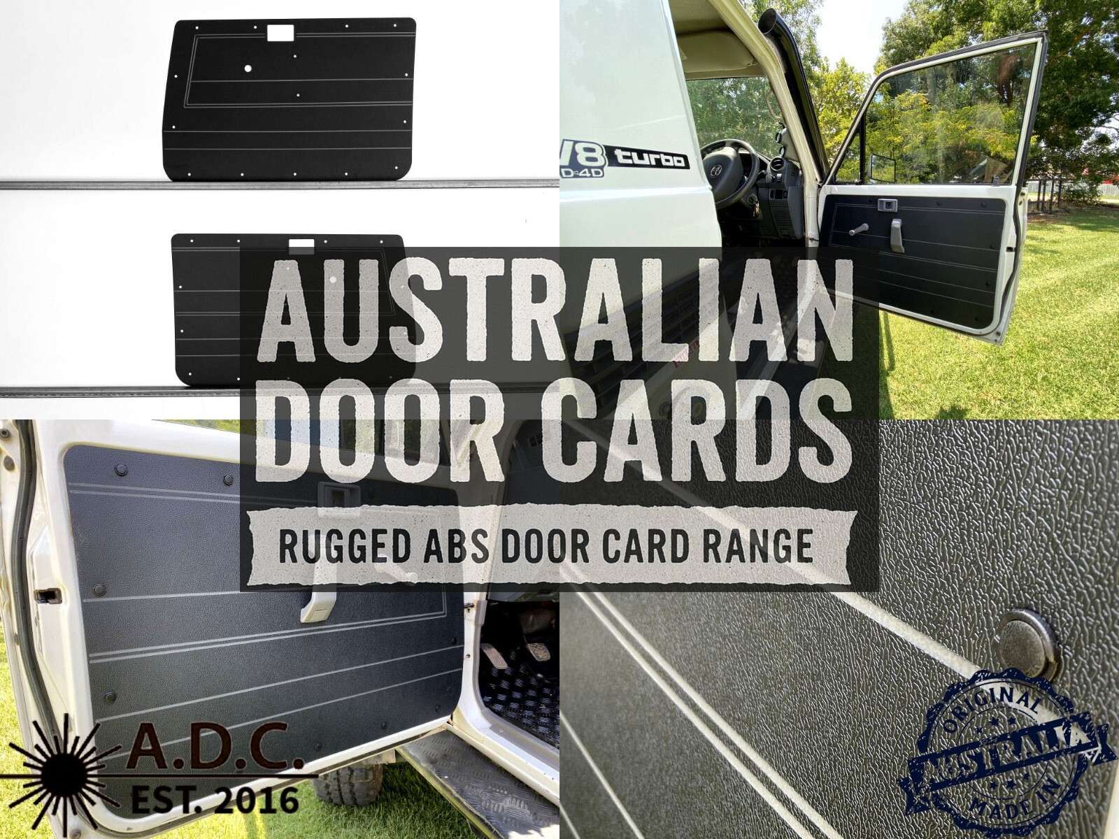 Black ABS Waterproof Door Card- Fit Toyota Landcruiser 70 Series