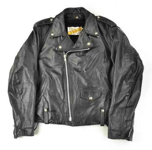 Schott 90s USA Made Police Jacket Size M Vintage Black Leather | eBay