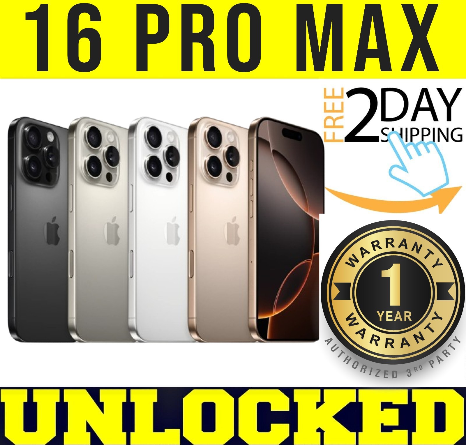 APPLE IPHONE 16 PRO MAX 256GB (FACTORY UNLOCKED) ✓NEVER ACTIVATED