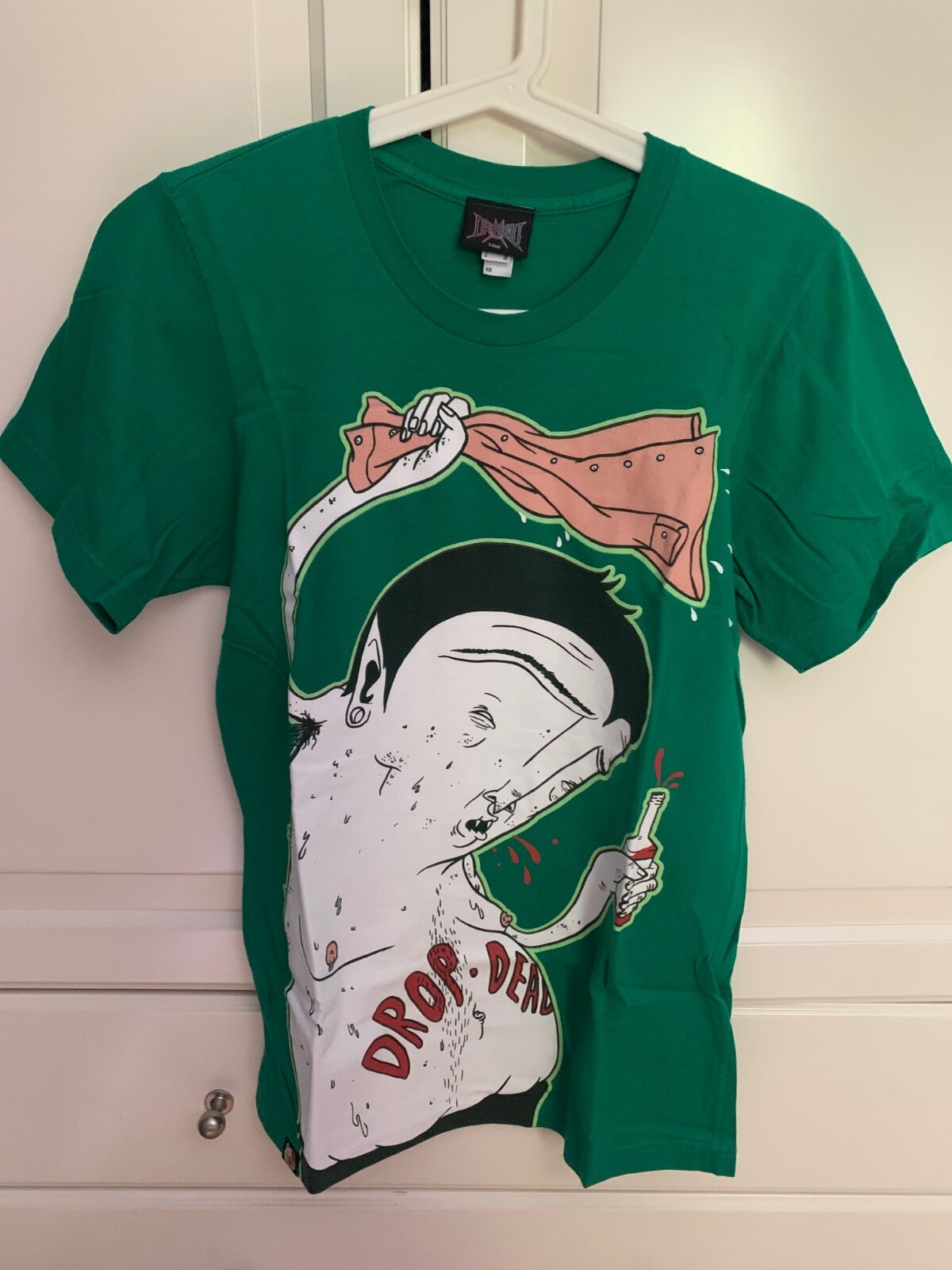 Vintage Drop Dead Clothing Green Party Squad T Shirt Size XS BMTH