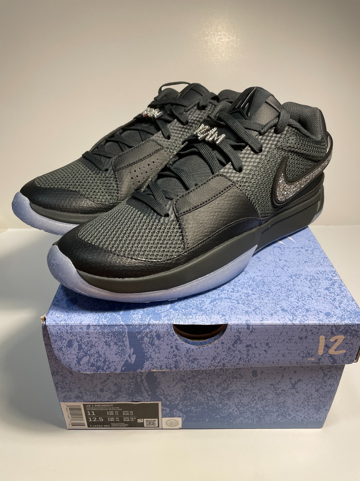 DS NEW 2023 NIKE JA 1 MIDNIGHT SIZE 11 SWAROVSKI CRYSTALS AIR