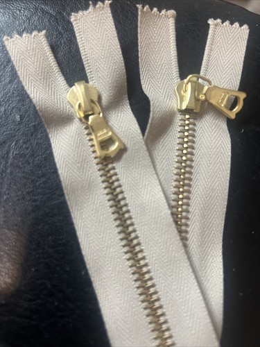 2 Riri Zippers 8 1/2”, Closed Bottom, FLACH Puller Yellow Metal