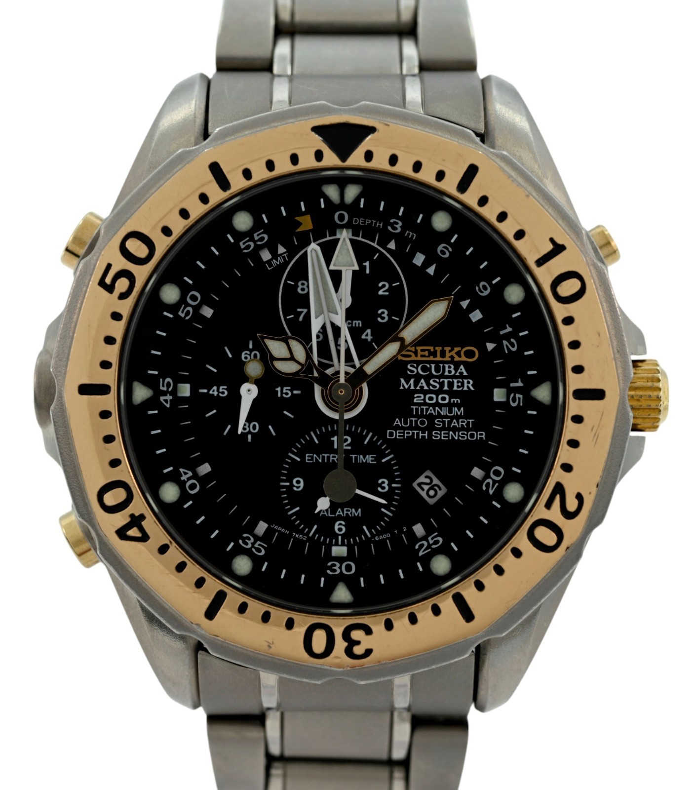 Seiko 45mm Men's SBCP001 Scuba Master Titanium Depth Sensor Watch