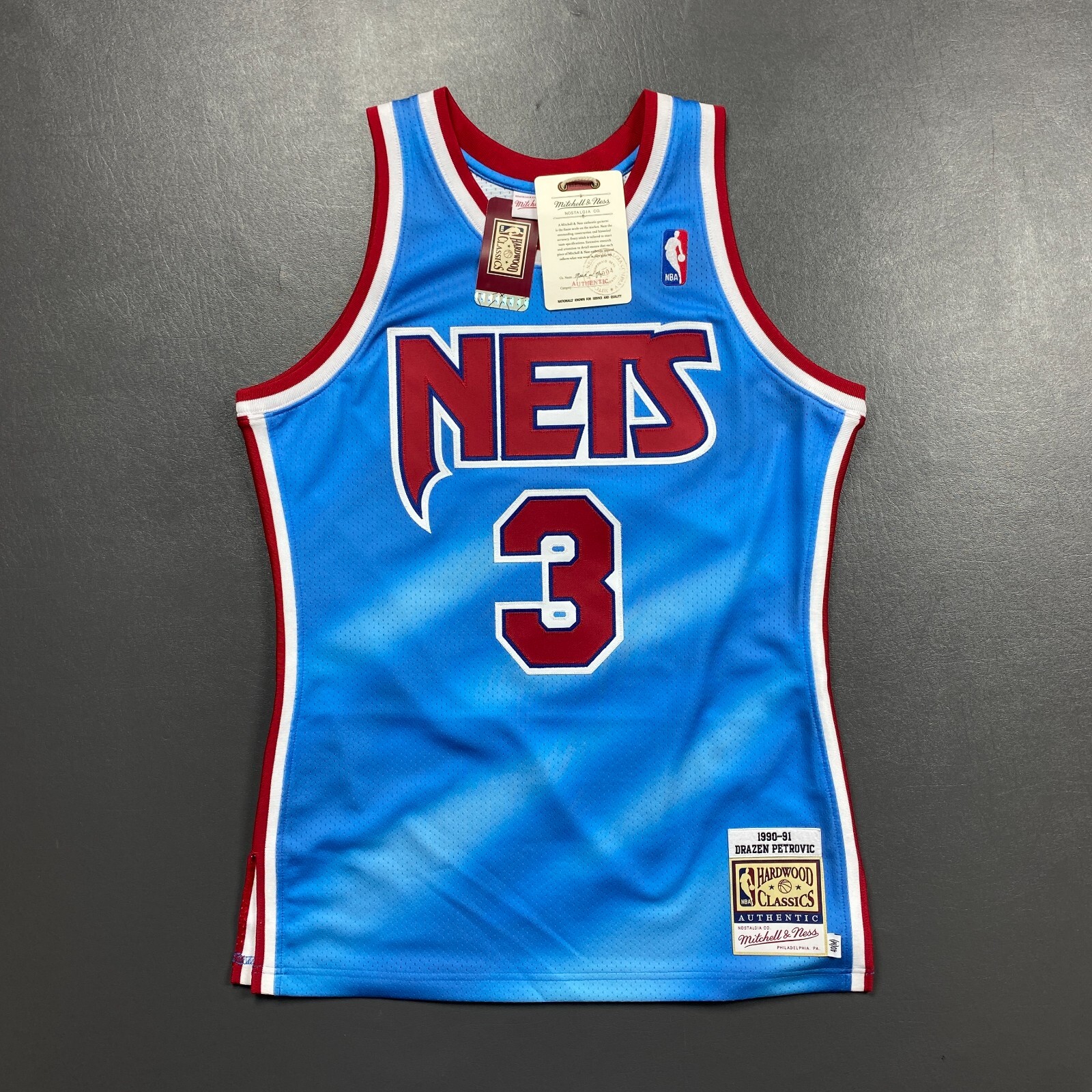 100% Authentic Drazen Petrovic Mitchell & Ness 90 91 NJ Nets