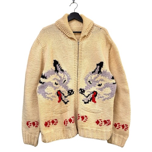 VINTAGE WOLF COWICHAN 100% WOOL Knit Sweater Jacket *MINT