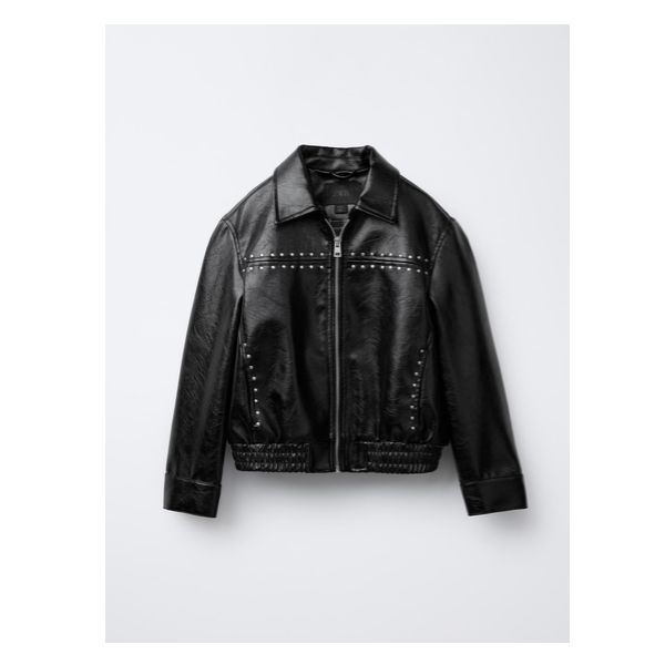 Zara - スタッズ フェイクレザー ジャケット - Kids - ブラック