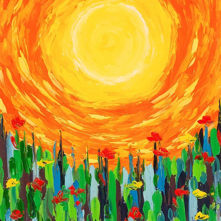 抽象画 自然風景 アクリル絵画 空気感 太陽 花 大地 抽象画 自然風景