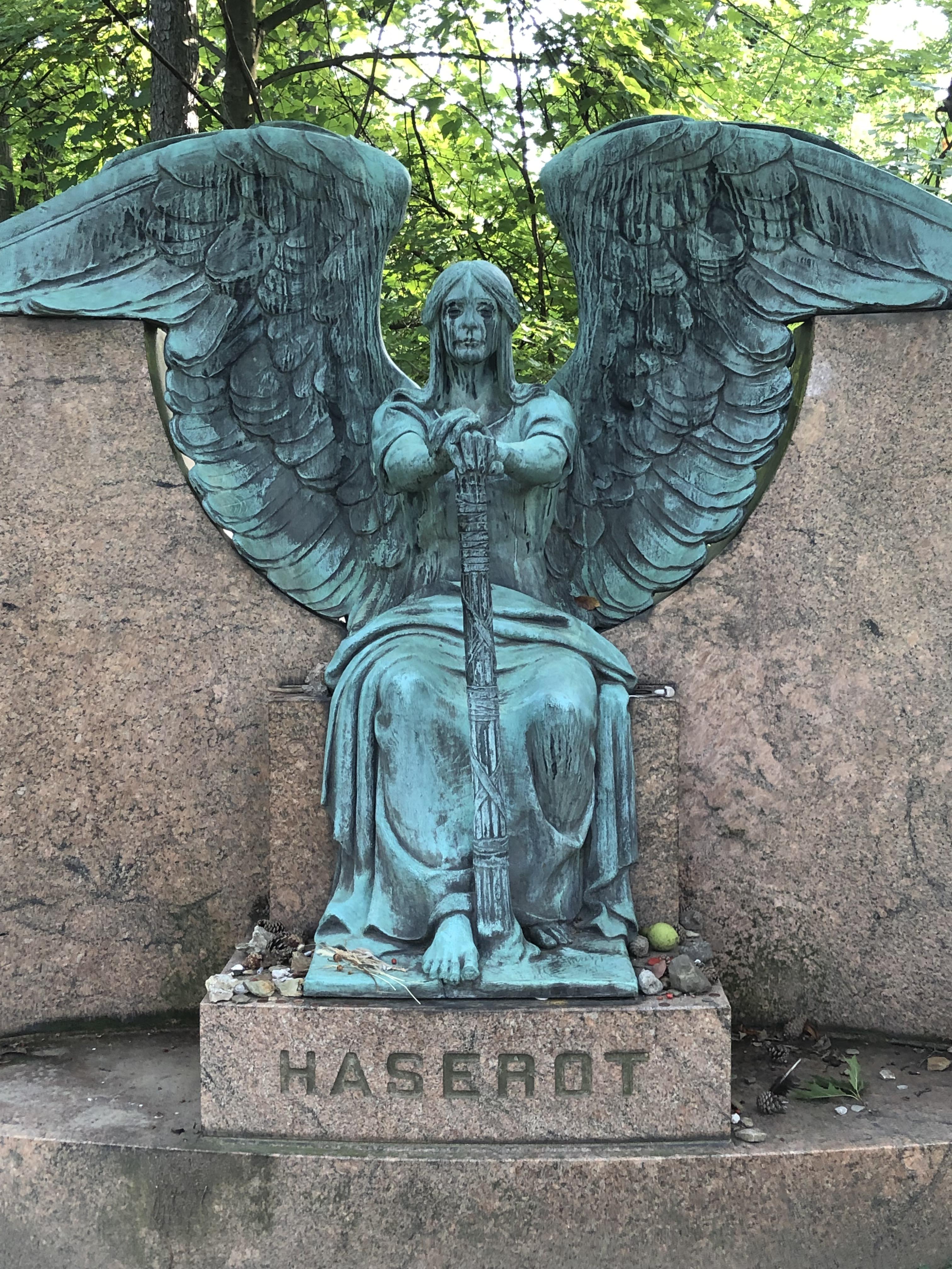 The Haserot Angel was casted in bronze, so discoloration would