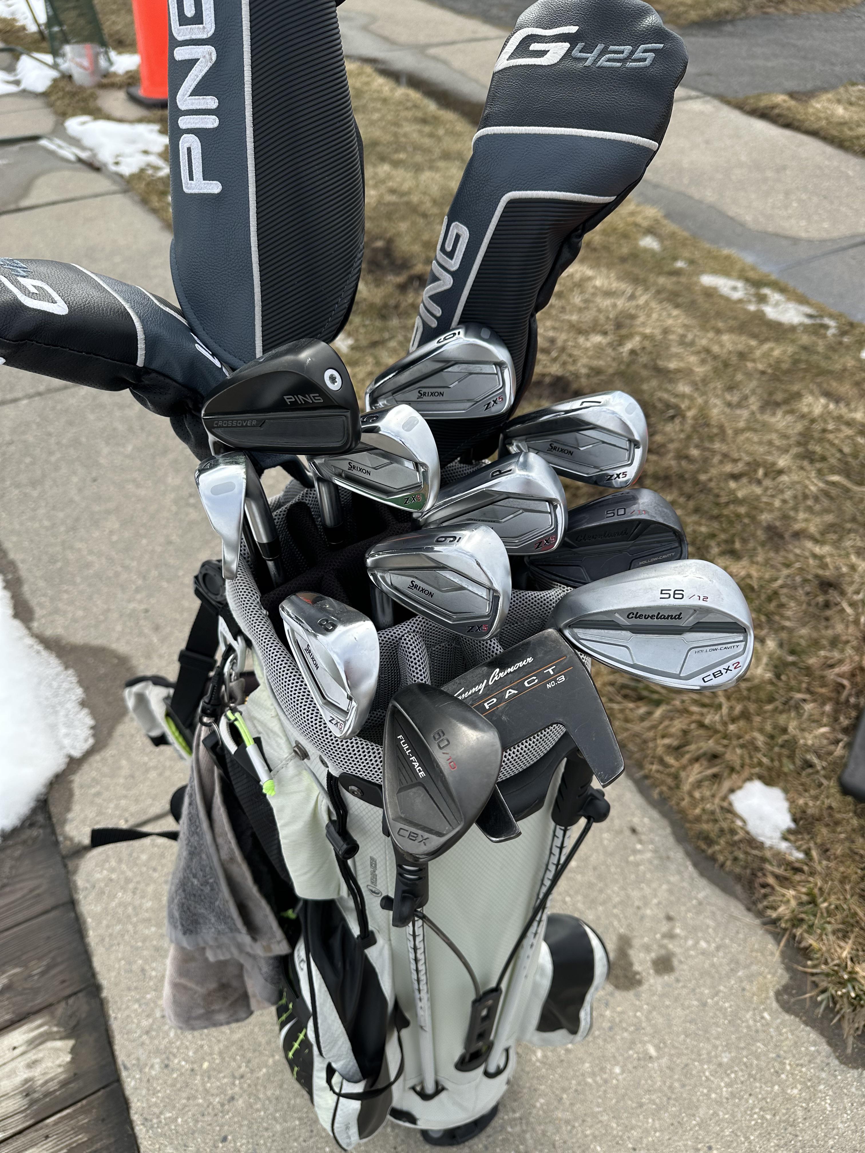 Tools: Ping G425 DW, 5W, 3H, 4iCO*; Srixon ZX5 4i* through PW