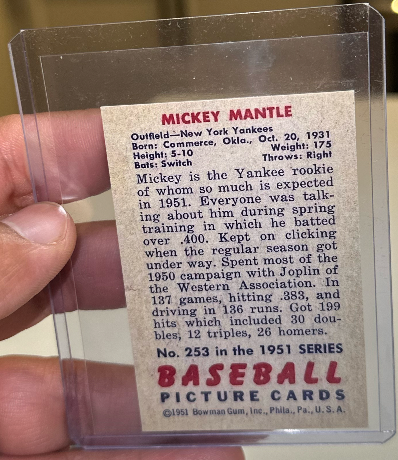 ぶ*う様 【歴史的遺物】ミッキーマントル 手書き部分 レリックカード