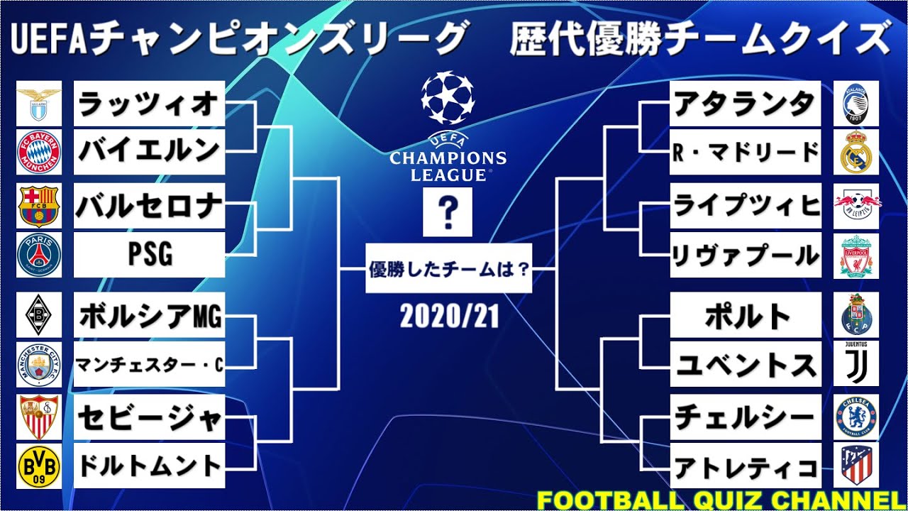サッカークイズ】UEFAチャンピオンズリーグ歴代優勝チームクイズ - YouTube