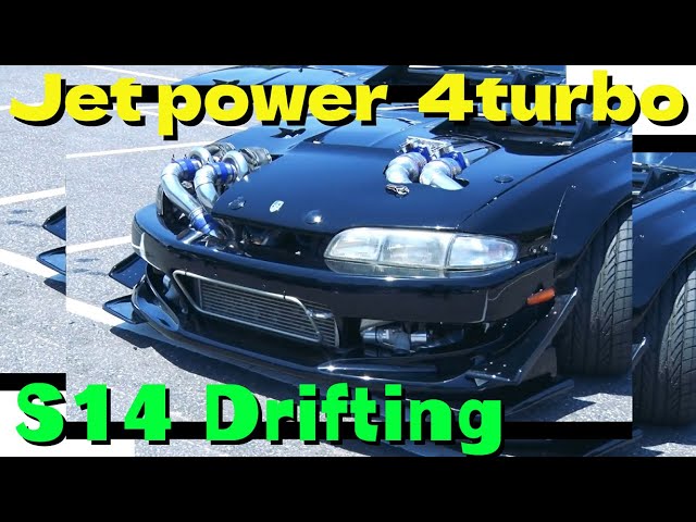 S14】【ENG SUB】Jet powerd Quad turbo S14 Silvia Drifting 1000PS