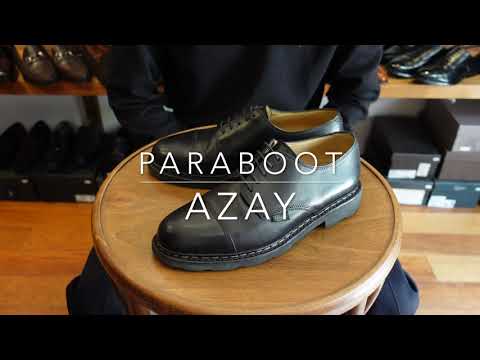 パラブーツ AZAY(アゼイ)外羽根ストレートチップ ブラック リスレザー