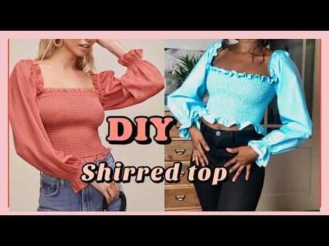Diy top | diy shirred top| off shoulder cropped top| shirred top
