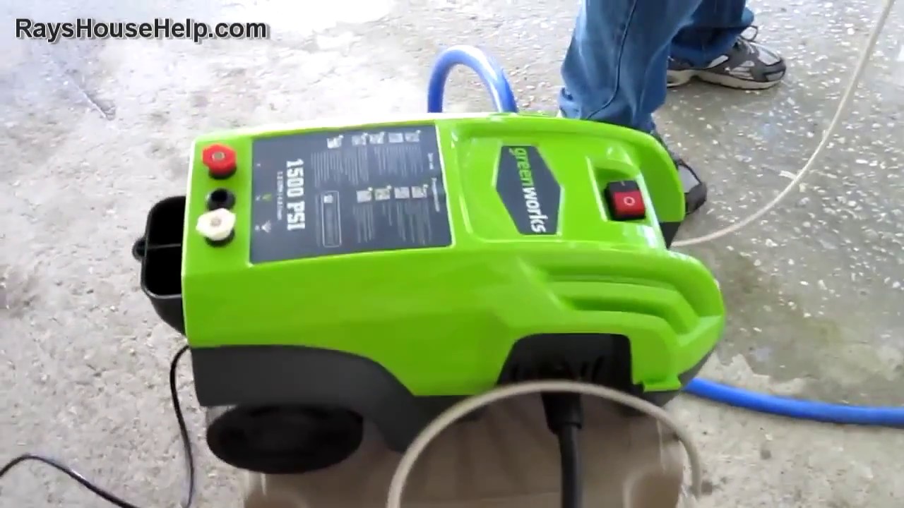 Greenworks 1500 PSI GPM Electric Pressure Washer Demo - YouTube