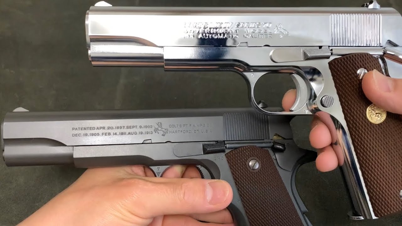 1911 ガバメント ニッケルフィニッシュ エアガン ケース付き ガスガン
