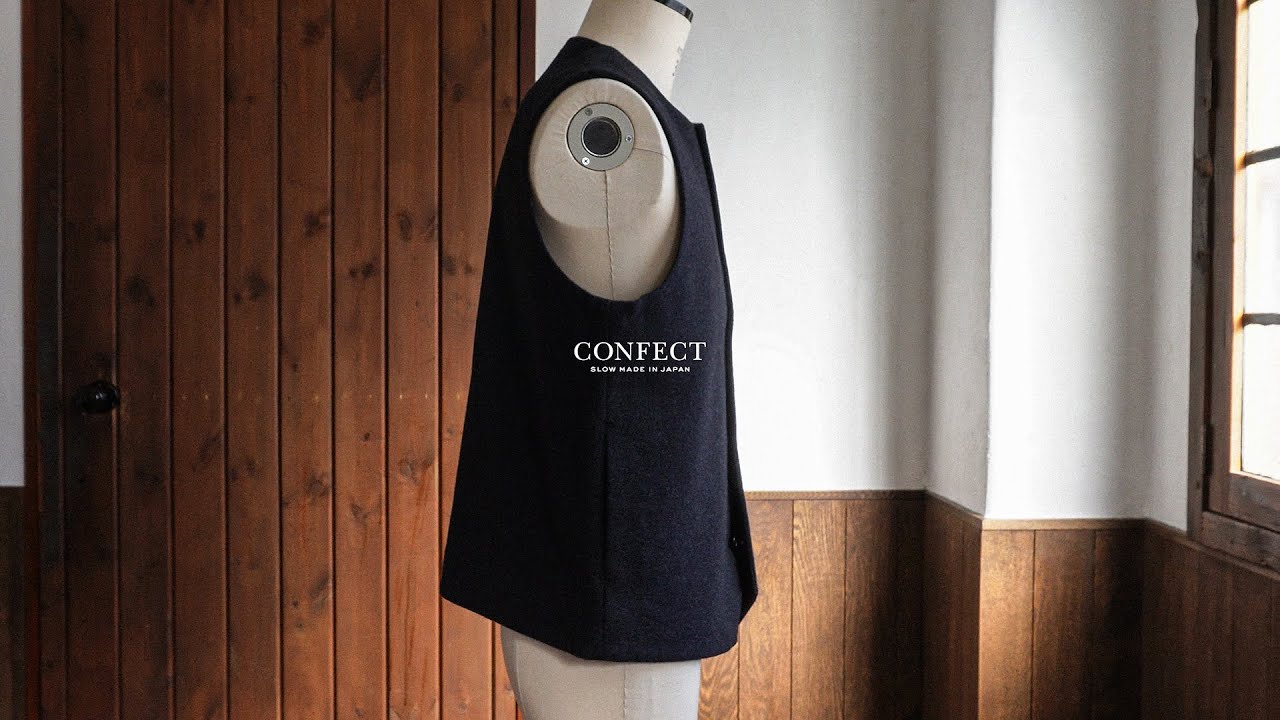 4K【Experience CONFECT Clothes】 ウールモッサークルーネックベスト