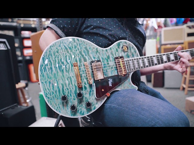 Gibson Les Paul Custom 3A Quilt Maple Top Ocean Blue - Guitar Demo