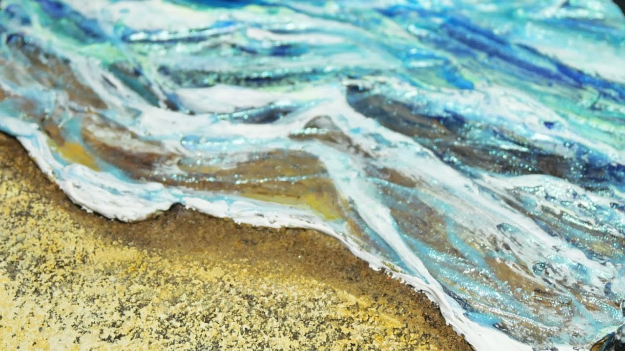 油絵 油彩 油彩画 絵画 絵 変形キャンバス【砂浜の波】 油絵 油彩 油彩