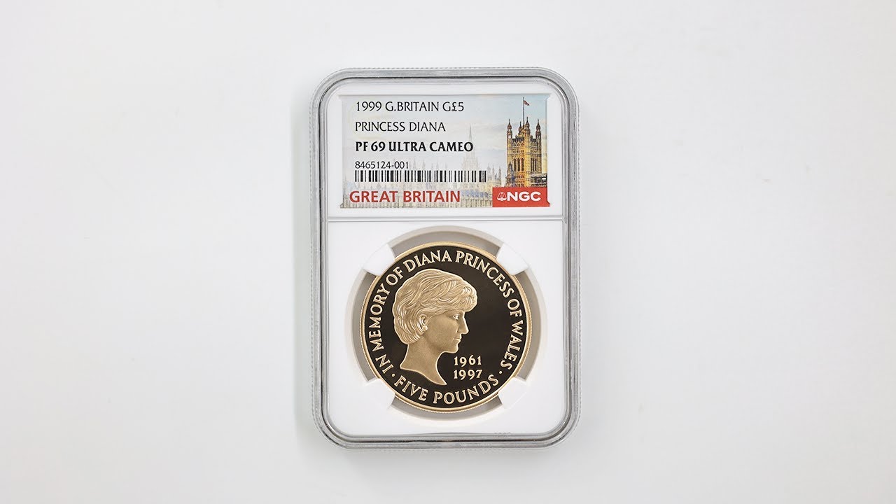 保留中 1999 英国 ダイアナ妃追悼記念 5ポンド 金貨 プルーフ NGC PF