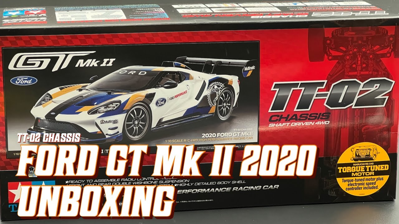 Tamiya Ford GT Mk II 2020 TT-02 58689 unboxing video - YouTube