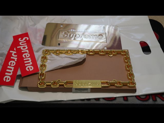 Supreme FW18 Week 7 Pickup/Unboxing Gold Chain License Plate Frame