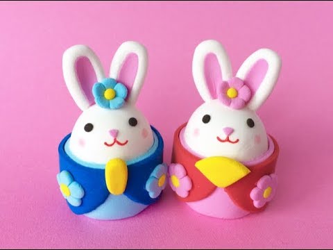 粘土】うさぎのお雛様の作り方 - YouTube