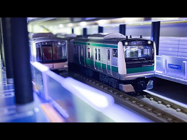 地下駅Nゲージジオラマ 琴浦車両の対向式ホームを使って羽沢横浜国大駅