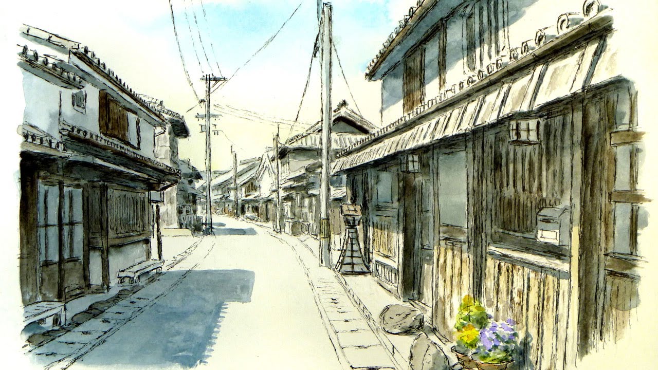 古い街並みにはドライブラシ！ ／ 和歌山県・湯浅町 【透明水彩風景画