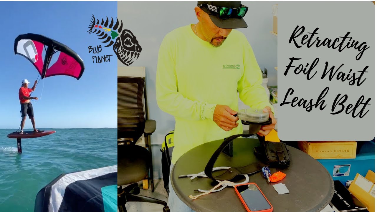 Retracting Foil Waist Leash used for Wing Foiling- demo by Derek