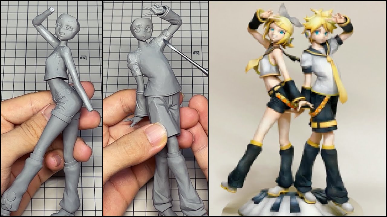 鏡音リン&レンのフィギュアを作ってみた【粘土】How to make a figure