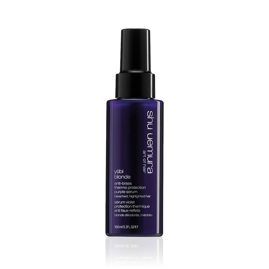 yūbi blonde anti-brass purple heat protecting hair serum | Shu Uemura