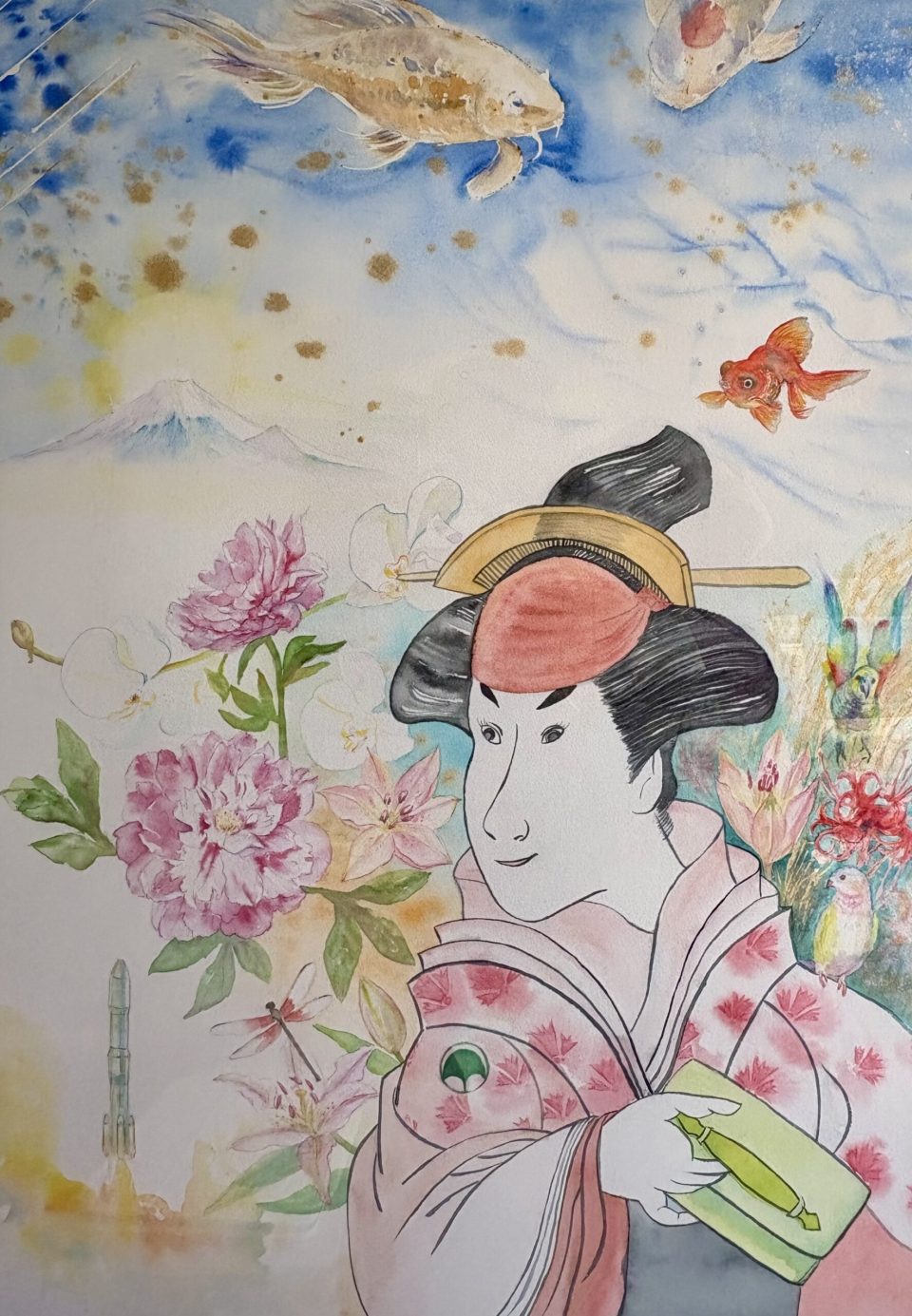 林ゆかり「百花繚乱」透明水彩画 2017 – 国際美術研究所