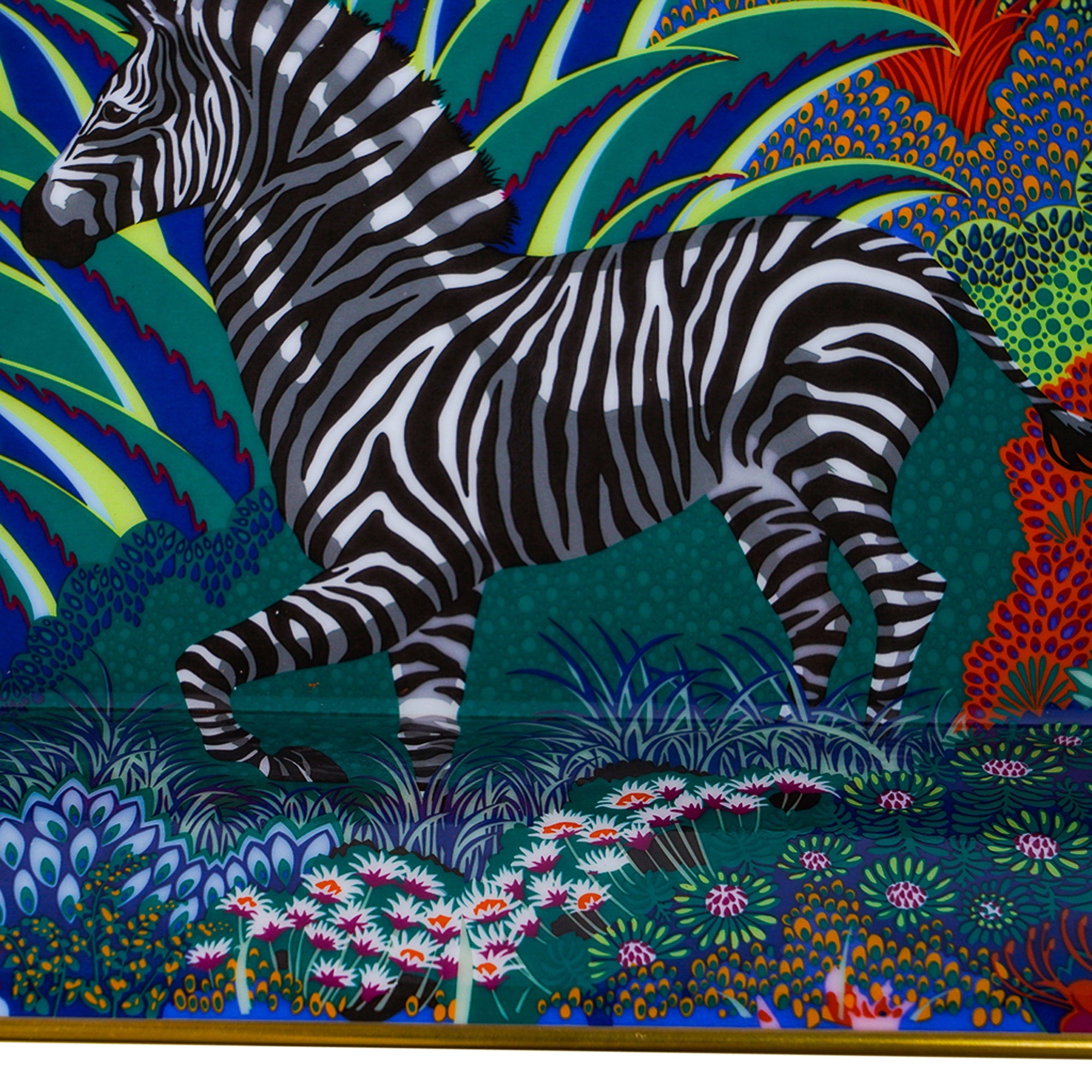 Hermes Mountain Zebra Ashtray Chlorophylle Limoges Porcelain
