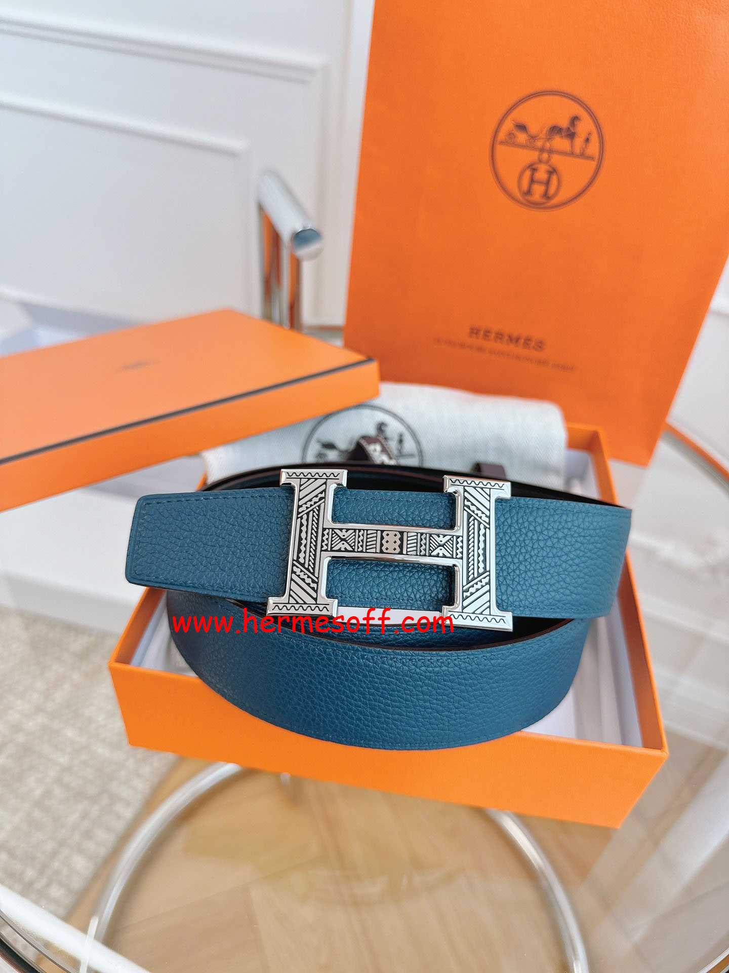 HERMES ベルトバックル 《クイズ・トゥアレグ》 & リバーシブルベルト