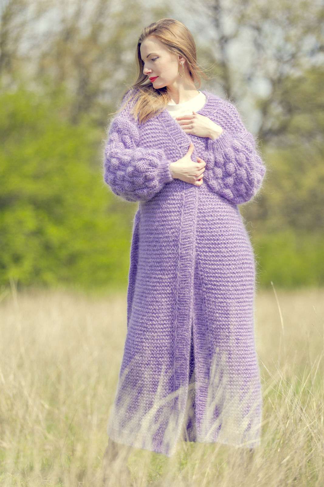 Purple lavender mohair cardigan