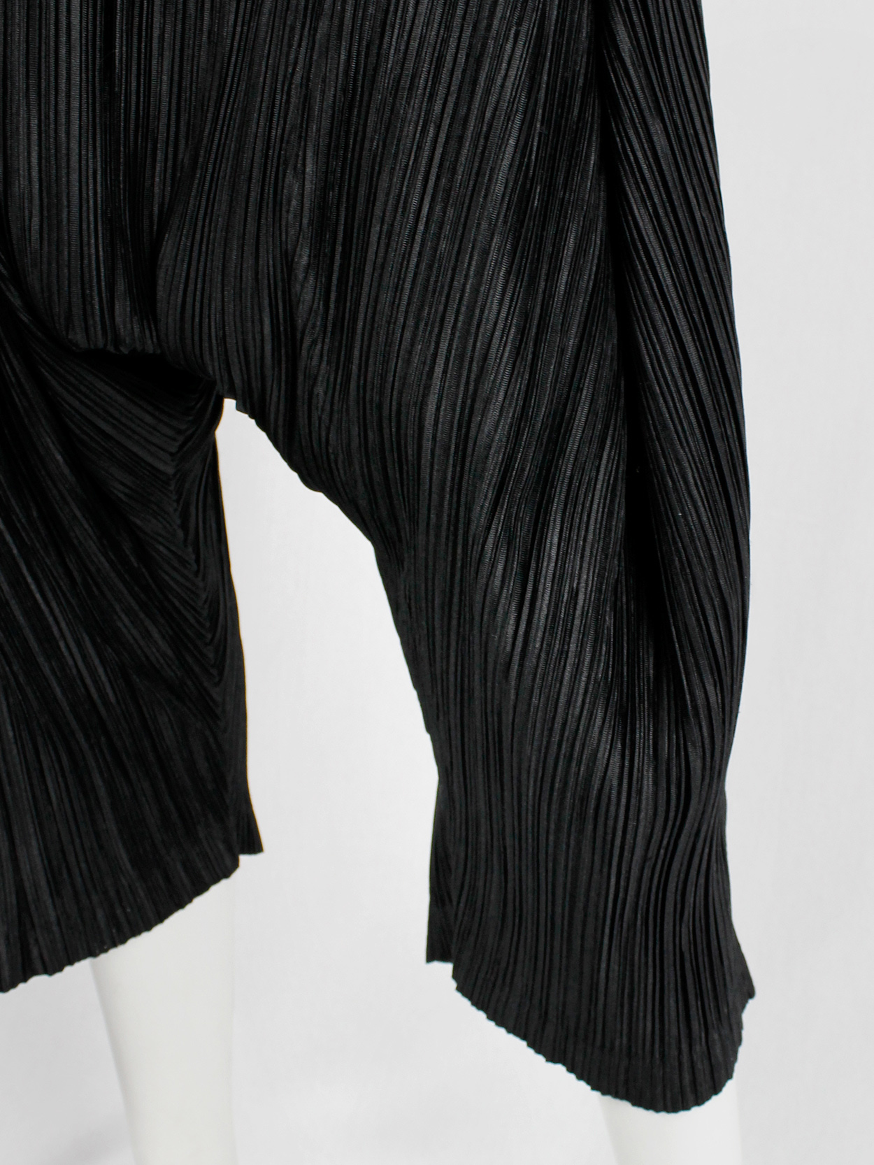 Issey Miyake Pleats Please black sarouel trousers with drop crotch