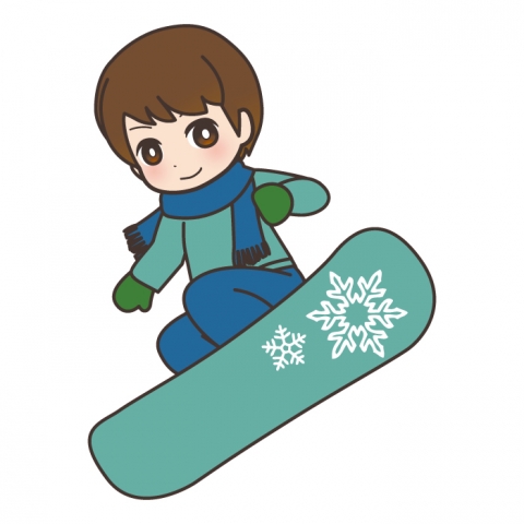 スノーボードでジャンプしている男の子のイラスト - 無料イラストのIMT